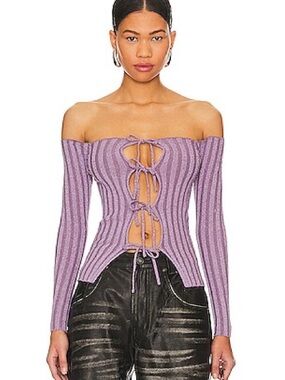 SuperDown Off Shoulder Top (Size Small) NEVER WORN (Purple Metallic)